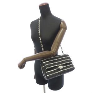 Chanel Double Chain Shoulde Black White Shoulder Bag